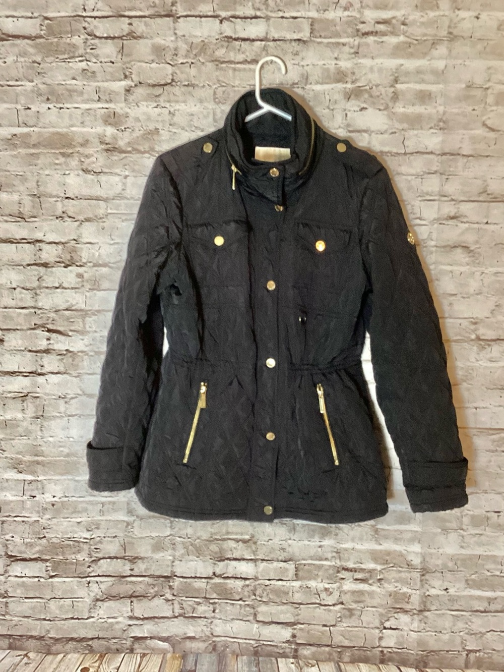 Michael Kors black quilted hooded Anotak jacket